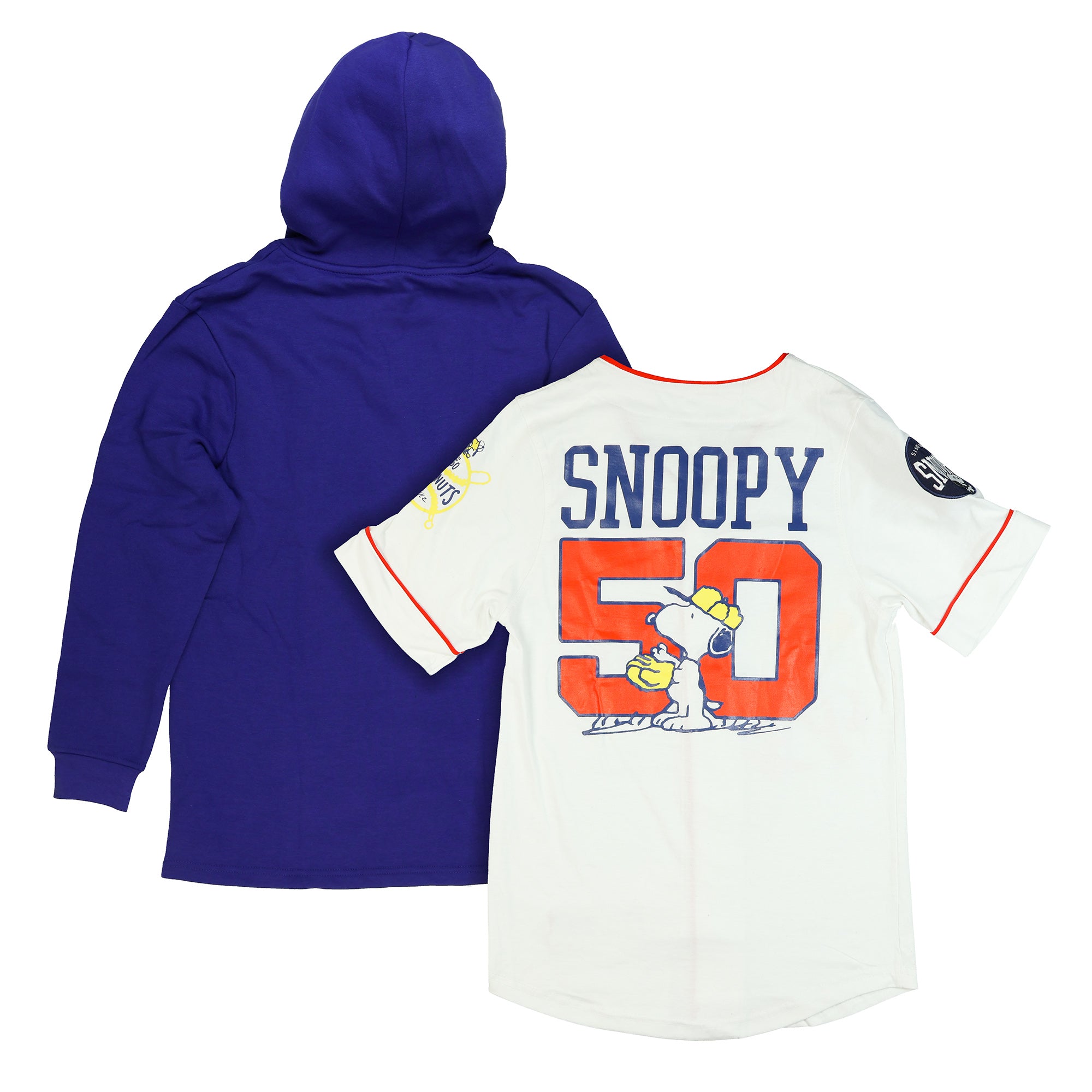 Peanuts Sweatshirt Men's Snoopy and Woodstock #50 Baseball Jersey Hoodie