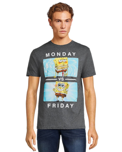 SpongeBob SquarePants Shirt Men's Monday Vs Friday Short Sleeve Tee