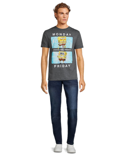 SpongeBob SquarePants Shirt Men's Monday Vs Friday Short Sleeve Tee