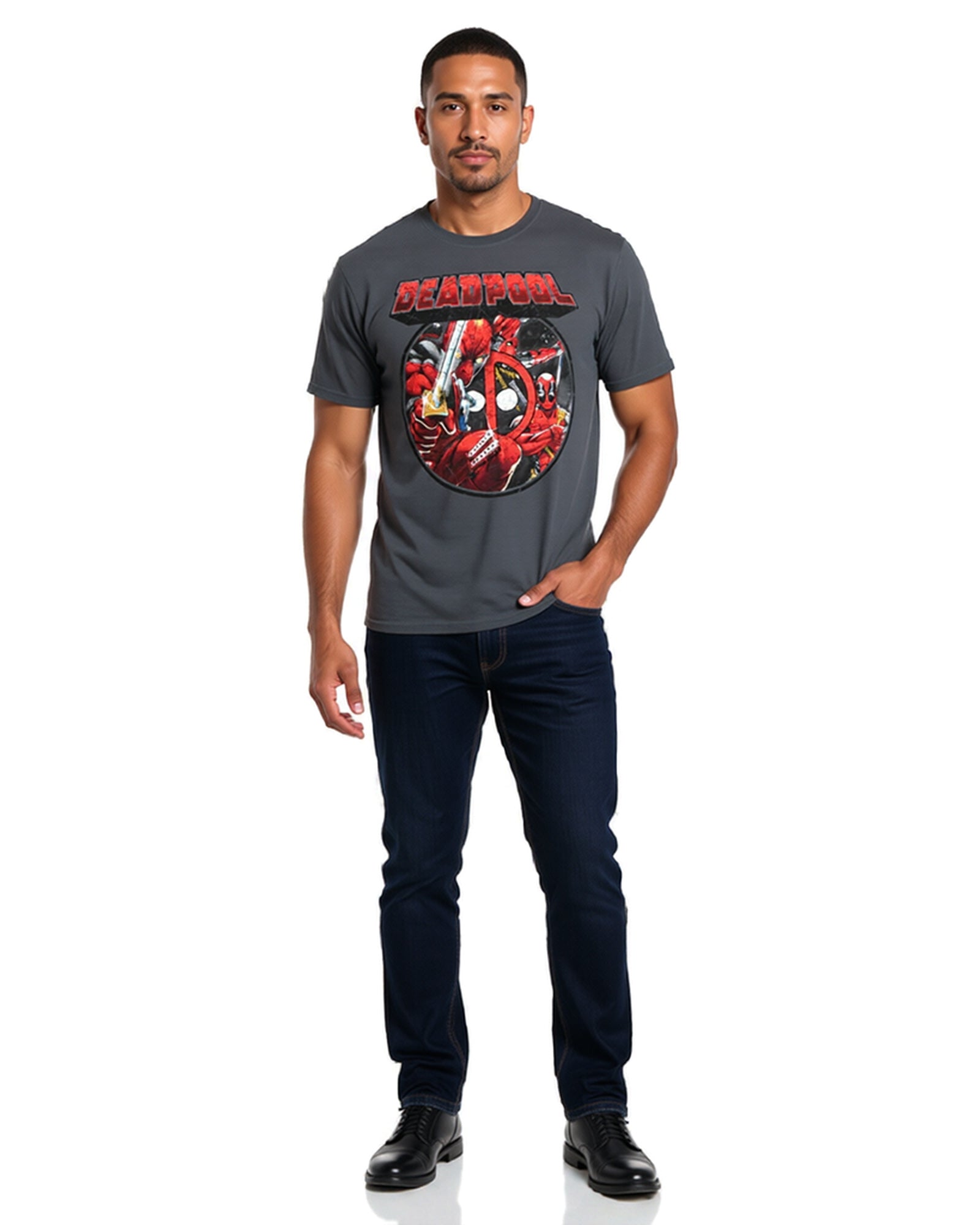 Marvel Avengers Infinity War Men's Deadpool Montage Design Tee