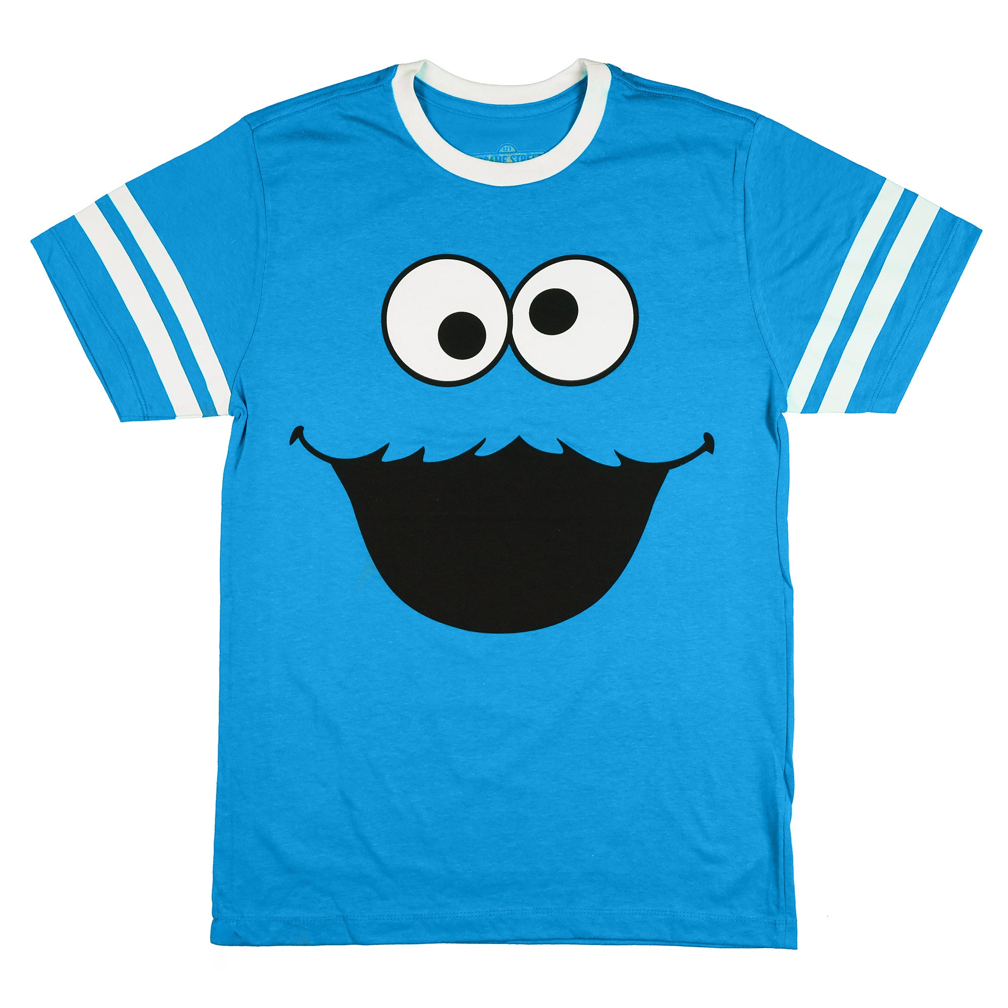 Sesame Street Shirt Women's Cookie Monster Varsity Short Sleeve Top