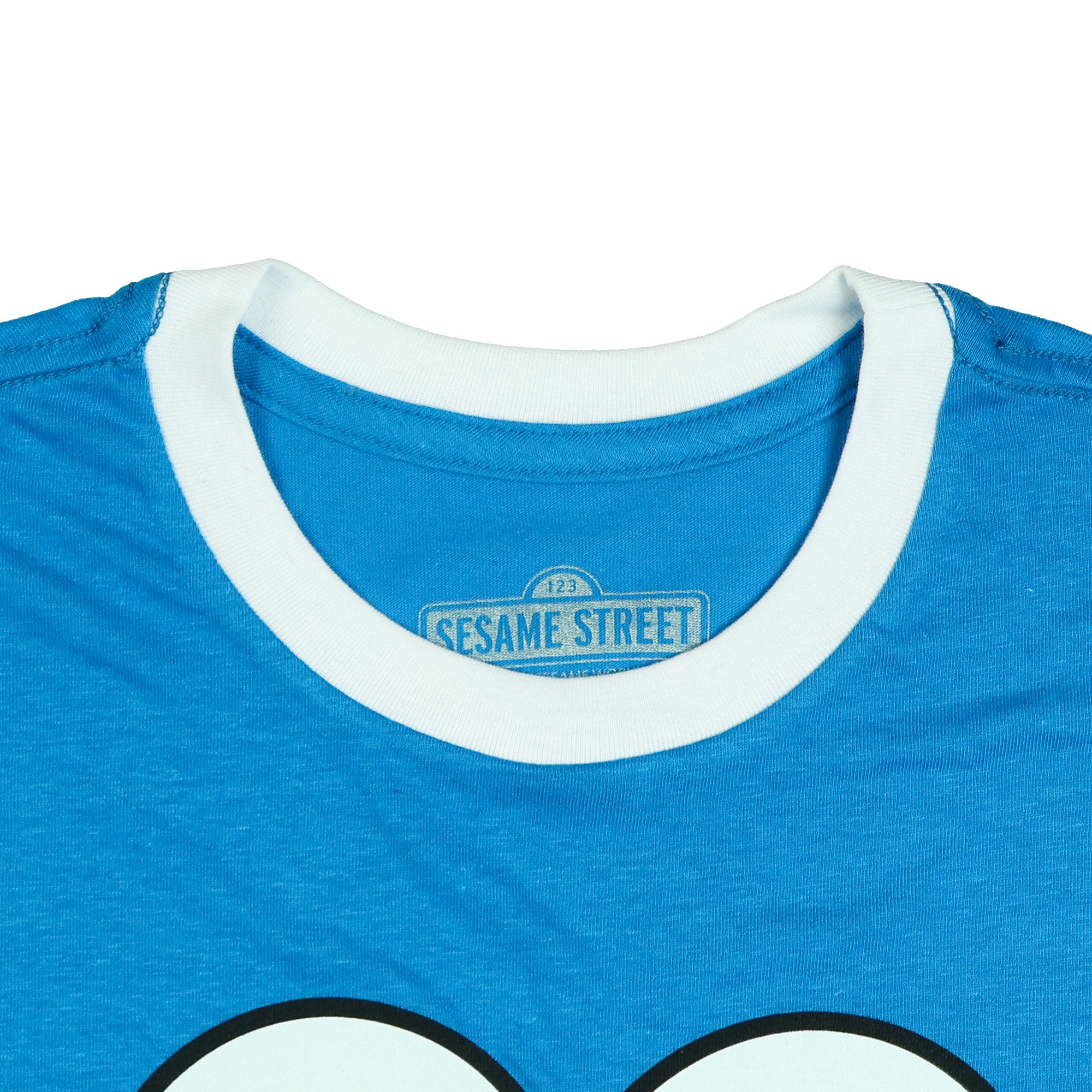 Sesame Street Shirt Women's Cookie Monster Varsity Short Sleeve Top