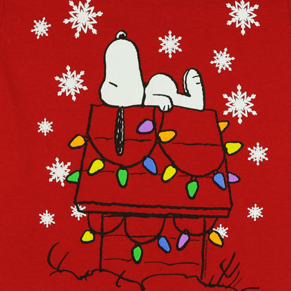 Peanuts Shirt Men's Snoopy Christmas Snowflakes Short Sleeve Tee