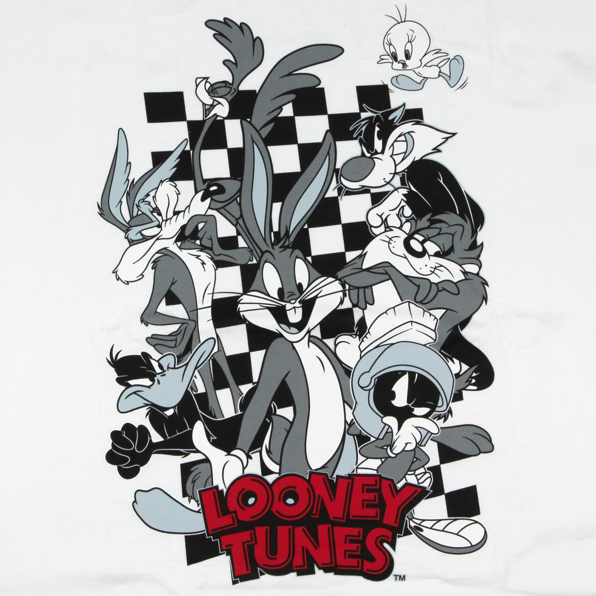 Looney Tunes T-Shirt Men's Checkerboard Collage Character Tee