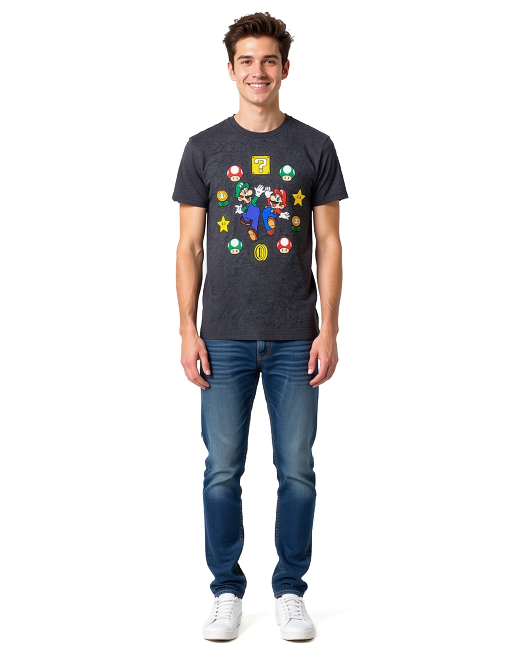 Super Mario T-Shirt Men's Power Up Medley Design Graphic Tee