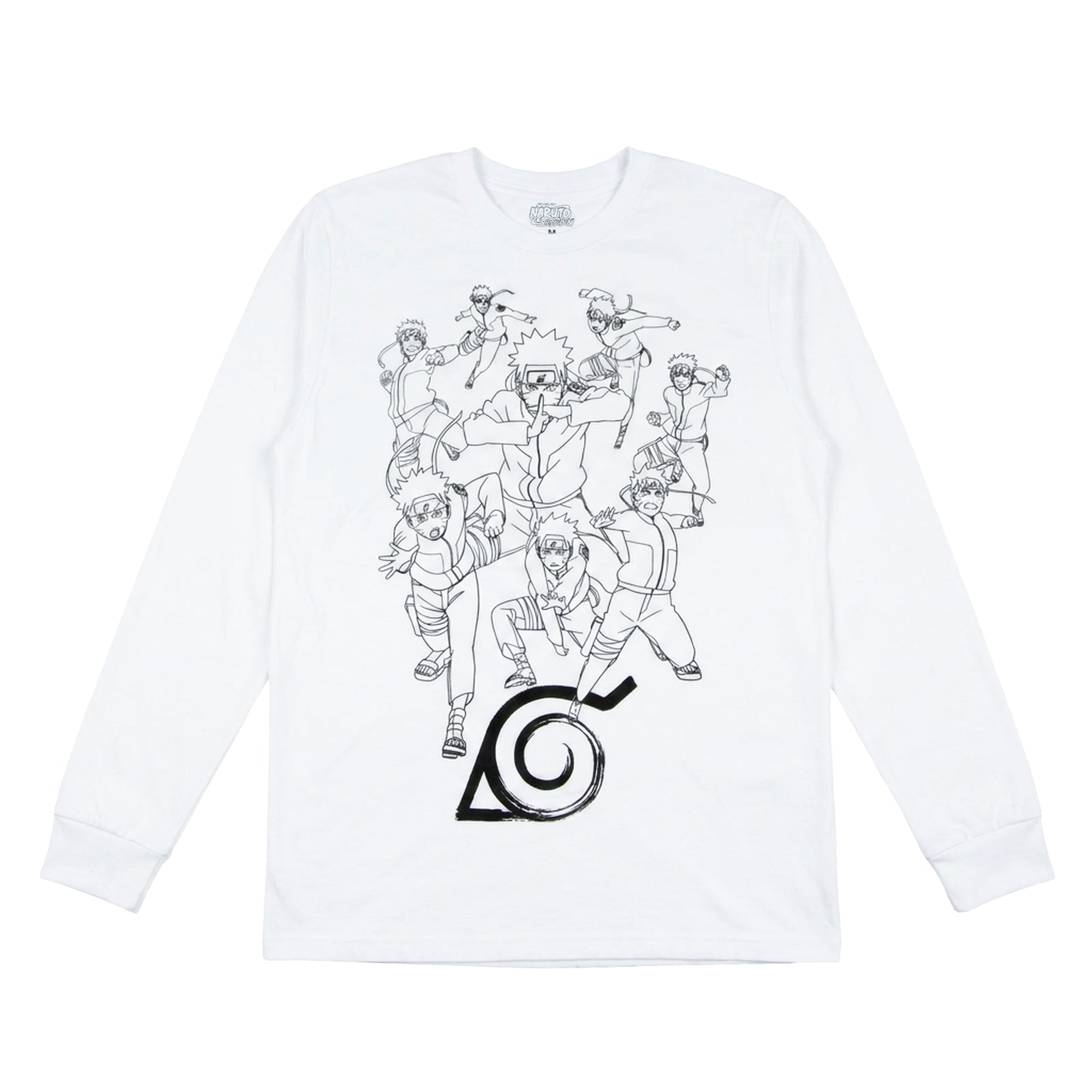 Naruto Shippuden T-Shirt Men's Sketch Poses Long Sleeve Anime Tee