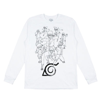Naruto Shippuden T-Shirt Men's Sketch Poses Long Sleeve Anime Tee