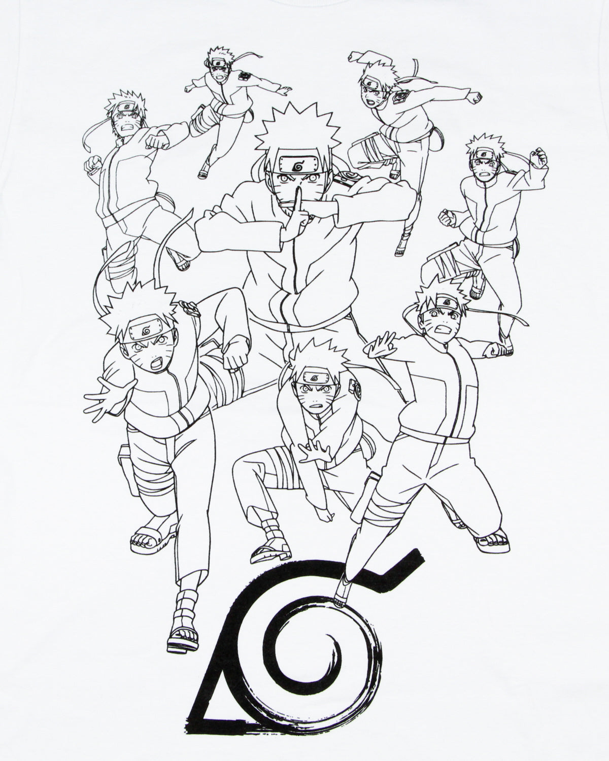 Naruto Shippuden T-Shirt Men's Sketch Poses Long Sleeve Anime Tee