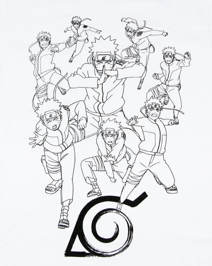 Naruto Shippuden T-Shirt Men's Sketch Poses Long Sleeve Anime Tee