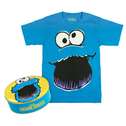 Sesame Street T-Shirt Men's Cookie Monster Tee With Gift Box Tin