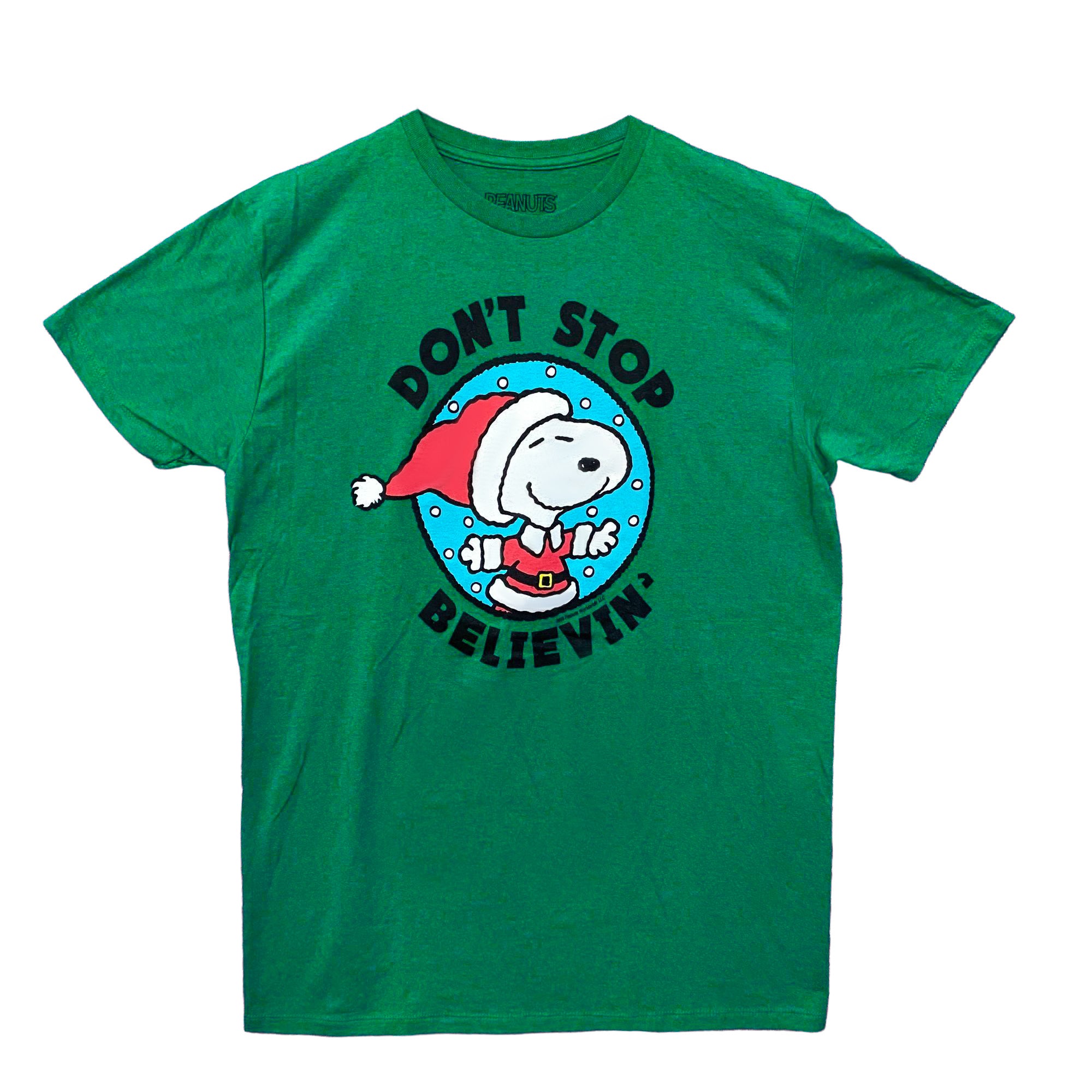 Peanuts Snoopy T-Shirt Men's Don't Stop Believin' Santa Tee