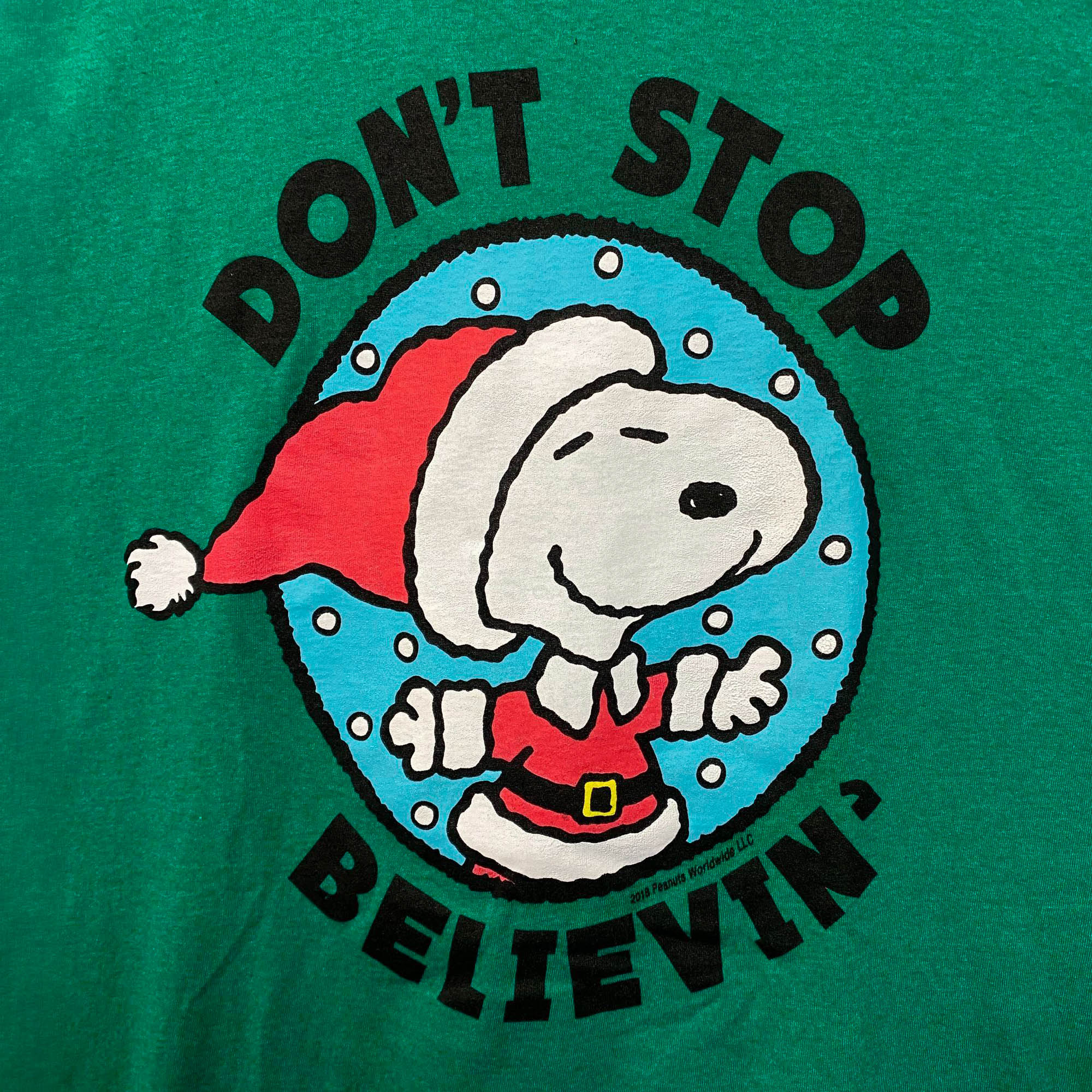 Peanuts Snoopy T-Shirt Men's Don't Stop Believin' Santa Tee