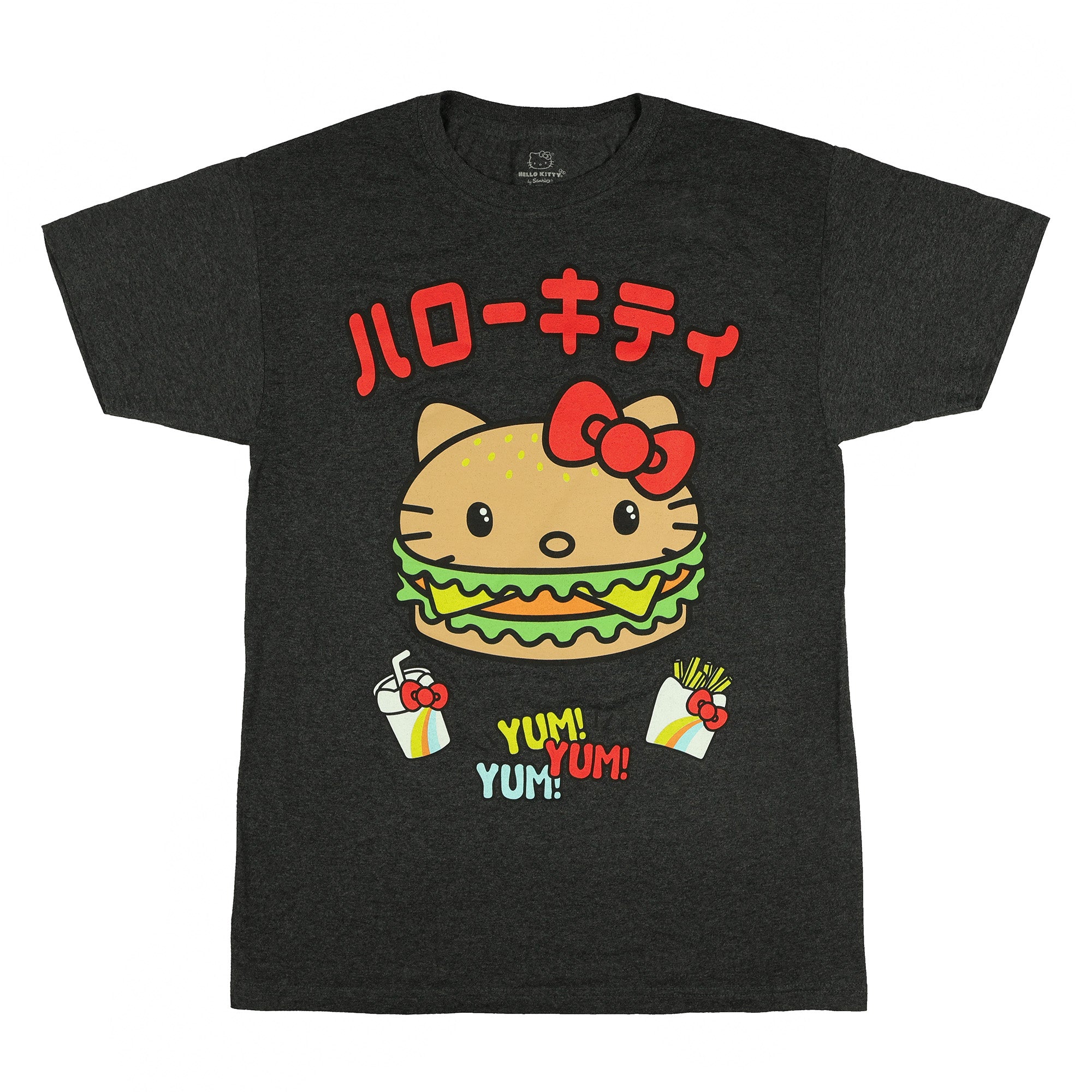 Hello Kitty Shirt Men's Cheeseburger Yum Yum Yum Short Sleeve Tee