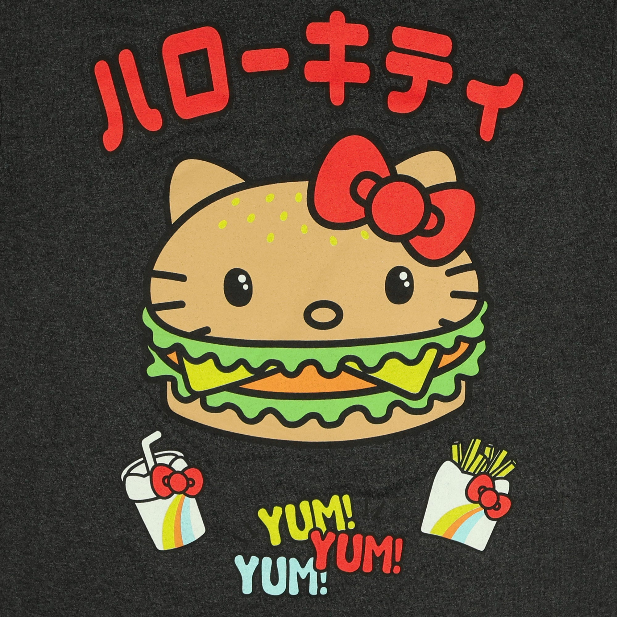 Hello Kitty Shirt Men's Cheeseburger Yum Yum Yum Short Sleeve Tee