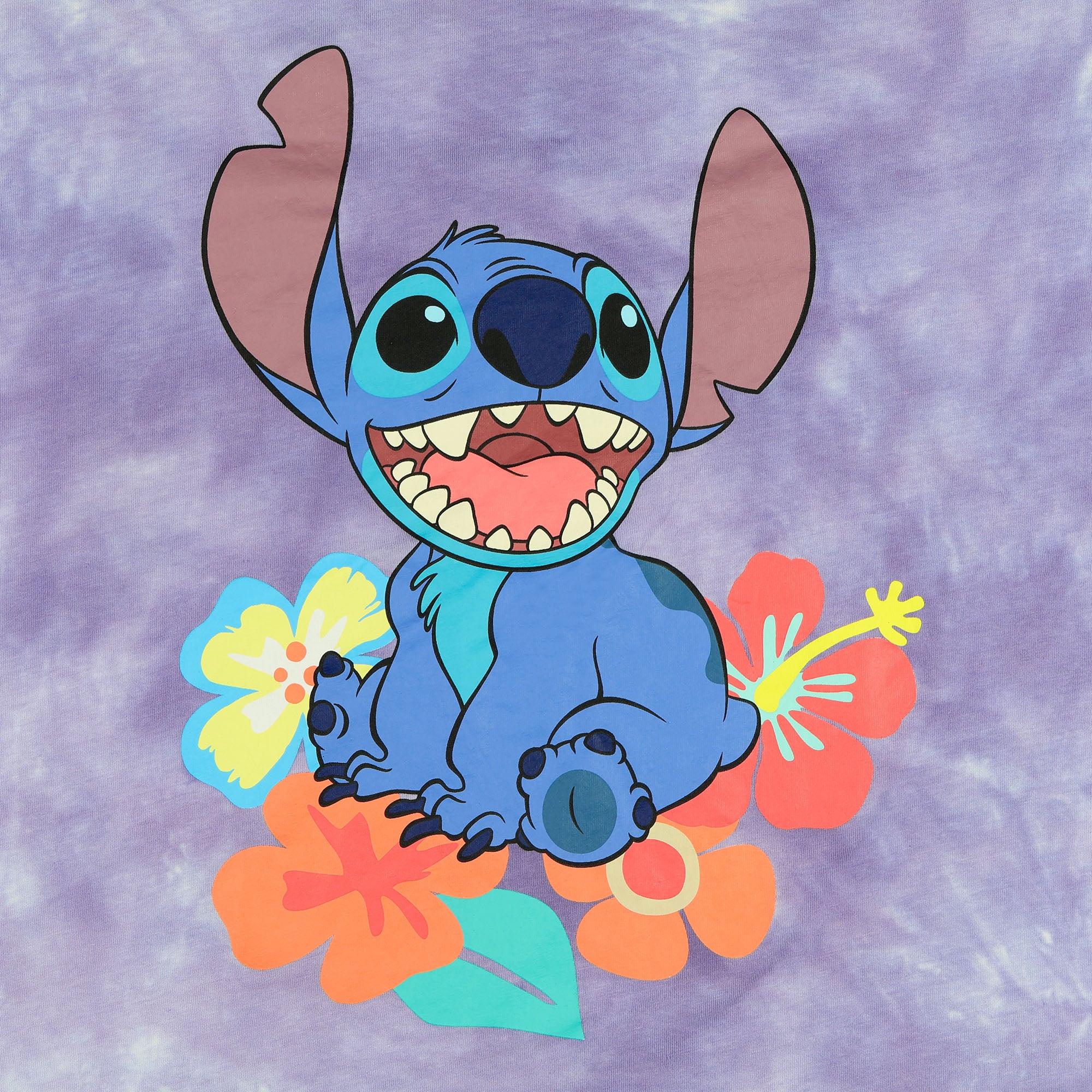Disney Stitch T-Shirt Women's Tropical Print Tie-Dye Graphic Tee