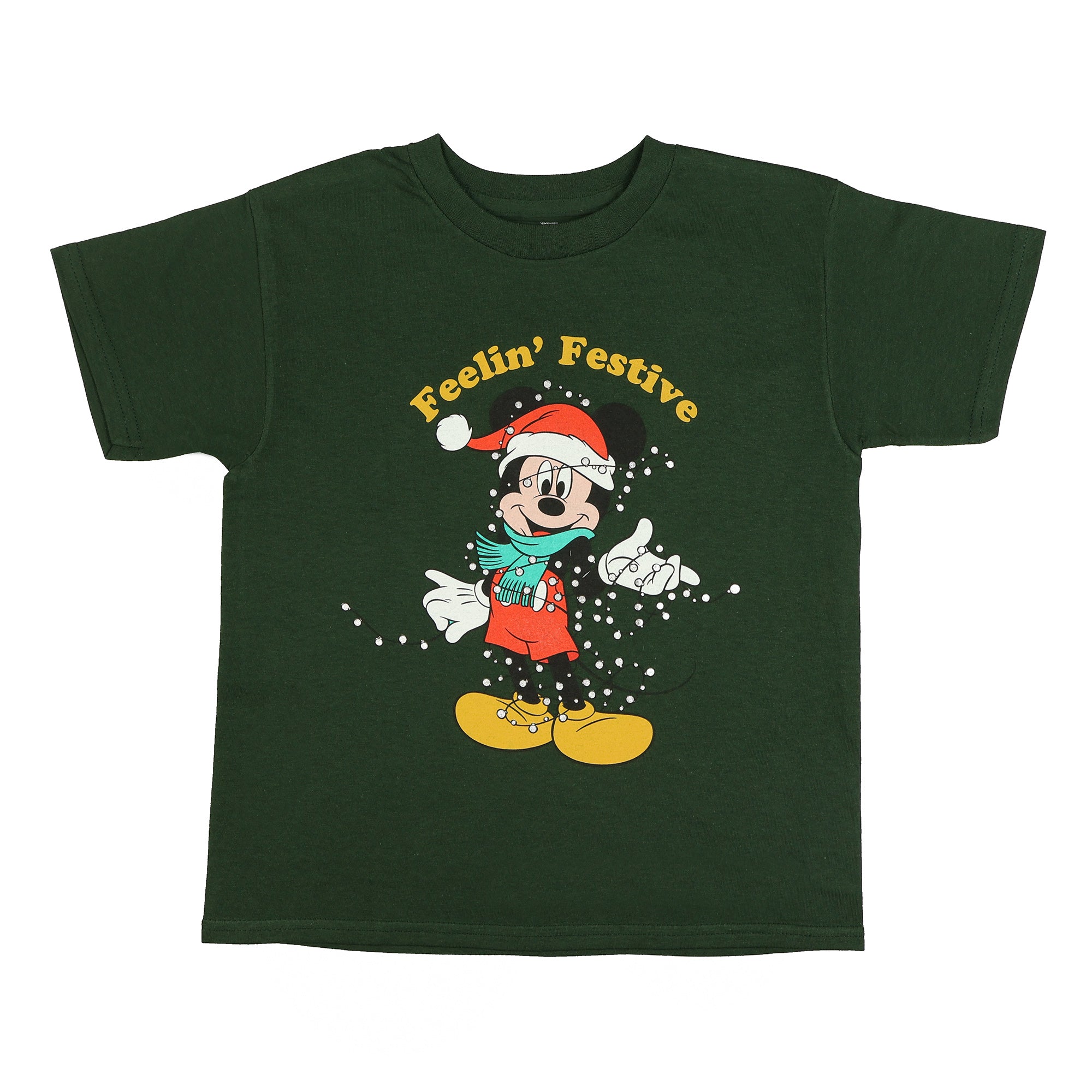 Disney Mickey Mouse Shirt Girl's Feelin' Festive Short Sleeve Tee