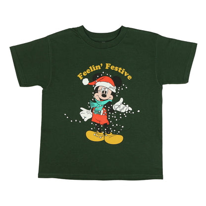 Disney Mickey Mouse Shirt Girl's Feelin' Festive Short Sleeve Tee
