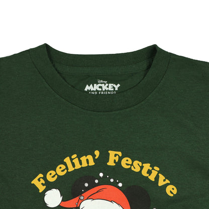 Disney Mickey Mouse Shirt Girl's Feelin' Festive Short Sleeve Tee