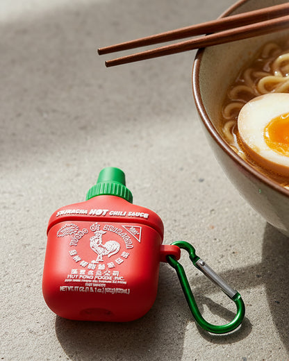 Sriracha Hot Chili Sauce AirPod Case Gen 1 and 2 With Carabiner Clip