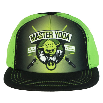 Disney Star Wars Hat Boy's Master Yoda Do or Do Not Flat Brim Snapback Cap