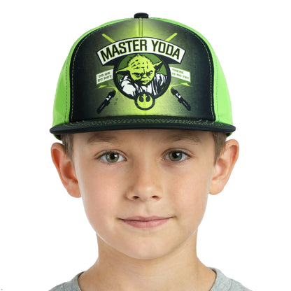 Disney Star Wars Hat Boy's Master Yoda Do or Do Not Flat Brim Snapback Cap