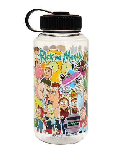 Rick and Morty Sticker Collage Design 32 oz. Wide Mouth Water Bottle