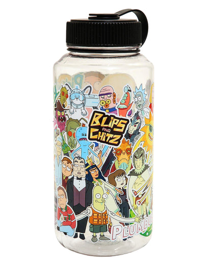 Rick and Morty Sticker Collage Design 32 oz. Wide Mouth Water Bottle