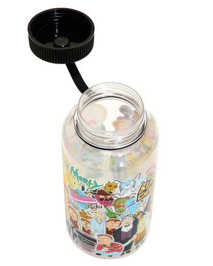 Rick and Morty Sticker Collage Design 32 oz. Wide Mouth Water Bottle