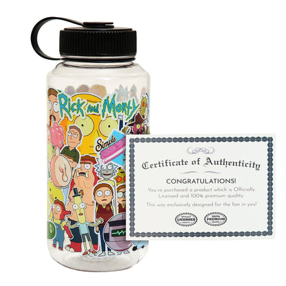 Rick and Morty Sticker Collage Design 32 oz. Wide Mouth Water Bottle