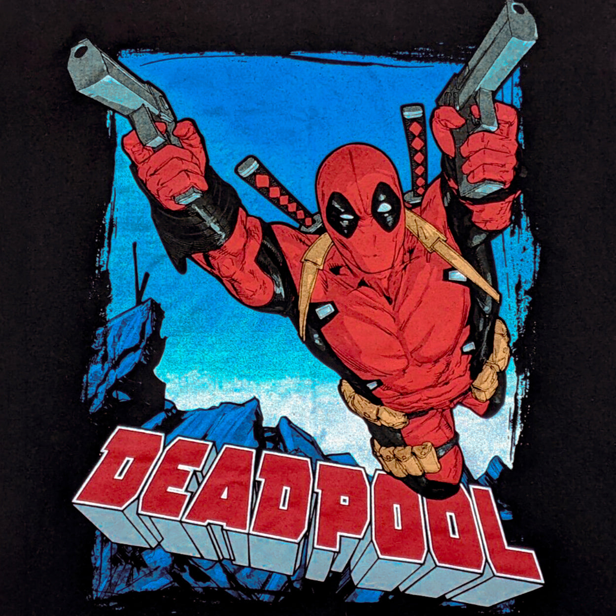 Marvel Deadpool T-Shirt Men's Aerial Assault Short Sleeve Tee