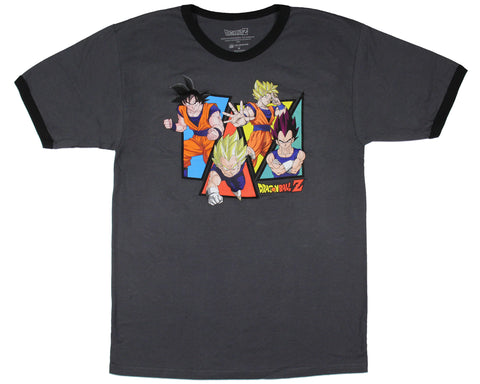 Dragon Ball Z Men's Character Triangle Design Adult Anime Ringer T-Shirt