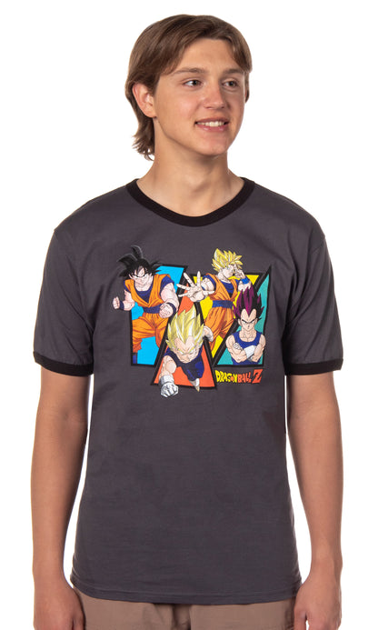 Dragon Ball Z Men's Character Triangle Anime Ringer T-Shirt