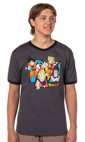 Dragon Ball Z Men's Character Triangle Design Adult Anime Ringer T-Shirt