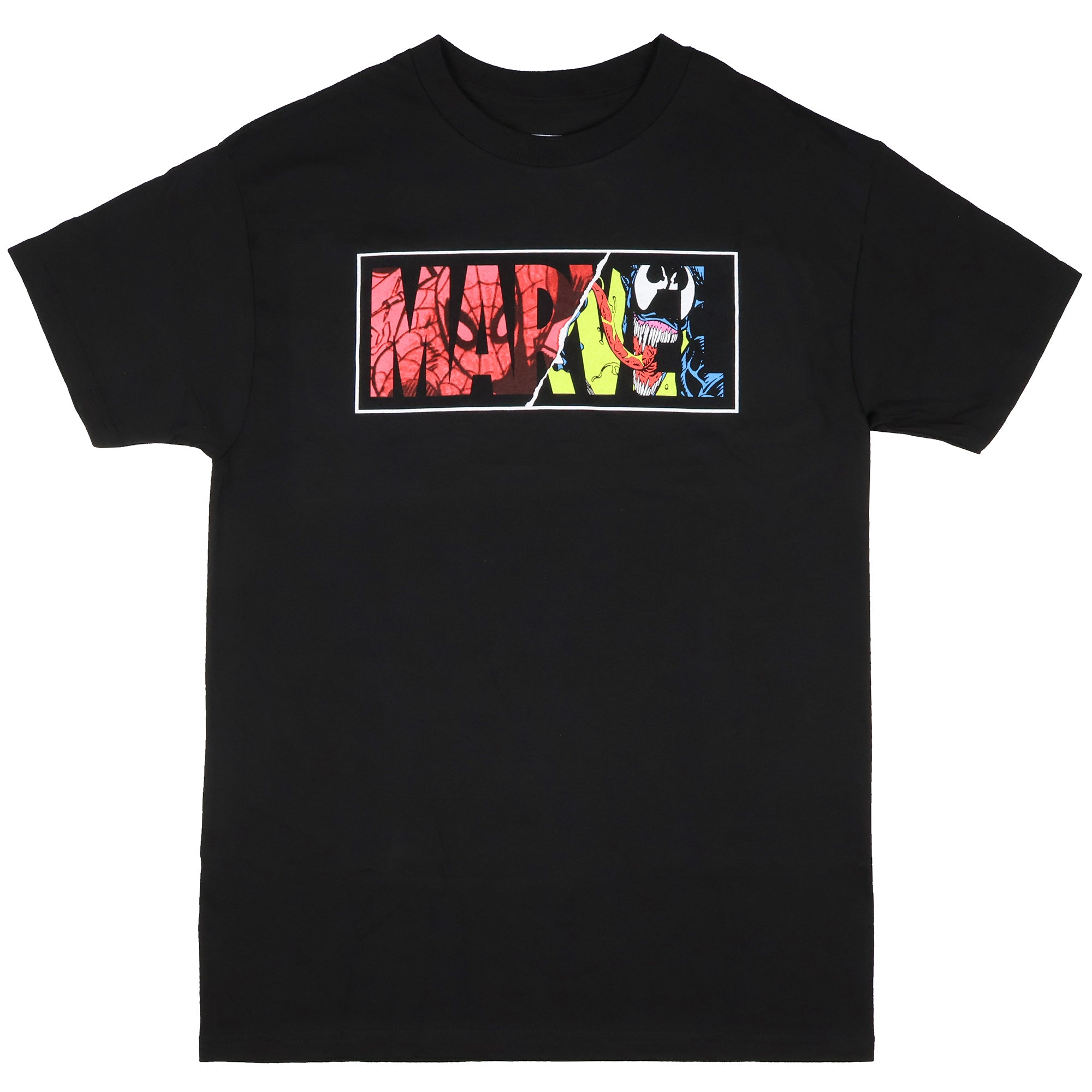 Marvel Men's T-Shirt Spider-Man Venom Ripped Dual Logo Short Sleeve Tee (L)
