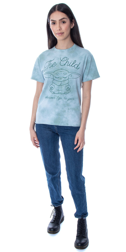 Star Wars Women's The Child Wherever I Go Tie Dye Skimmer Top T-Shirt Adult