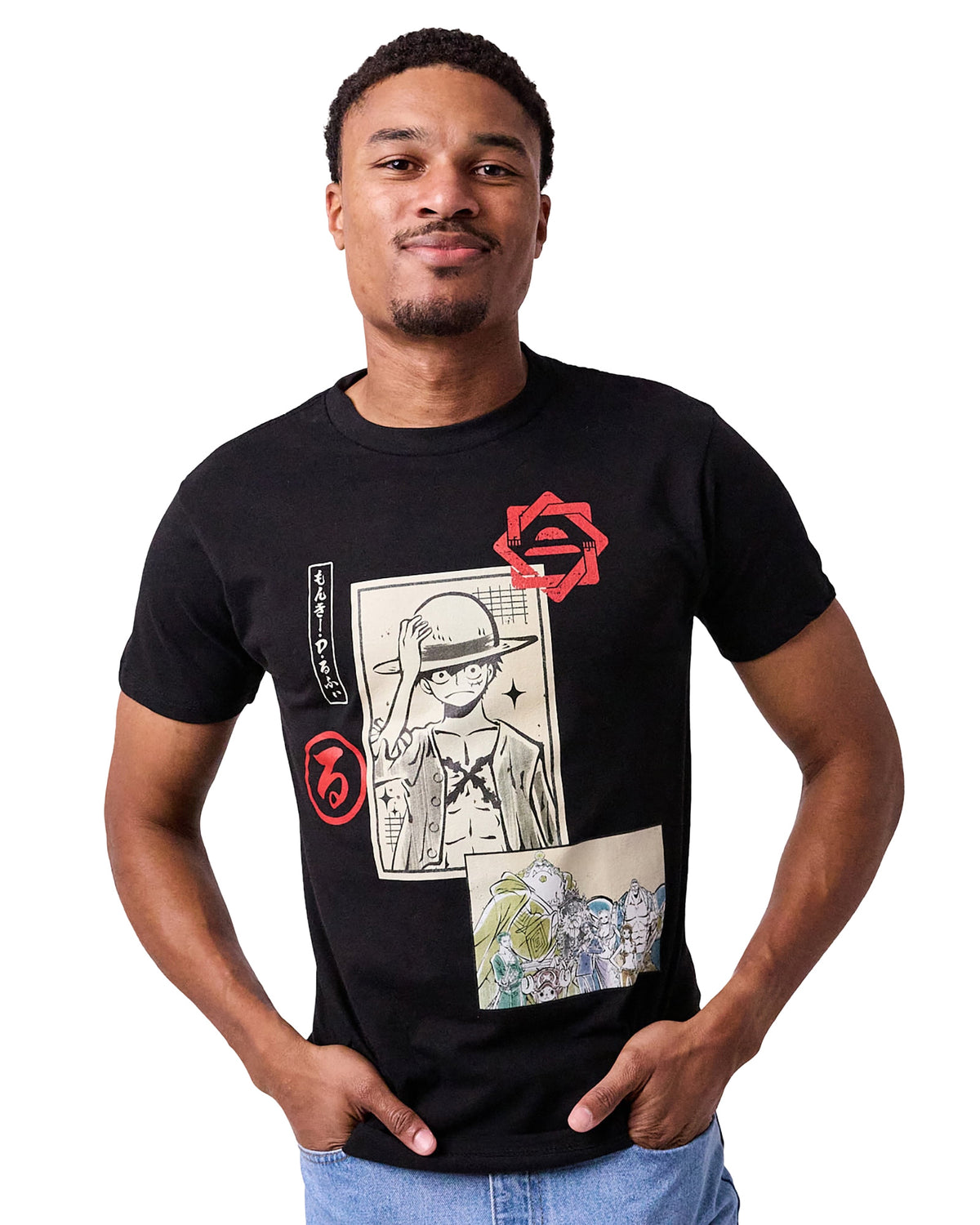 One Piece T-Shirt Men's Monkey D. Luffy Straw Hat Pirate Short Sleeve Tee