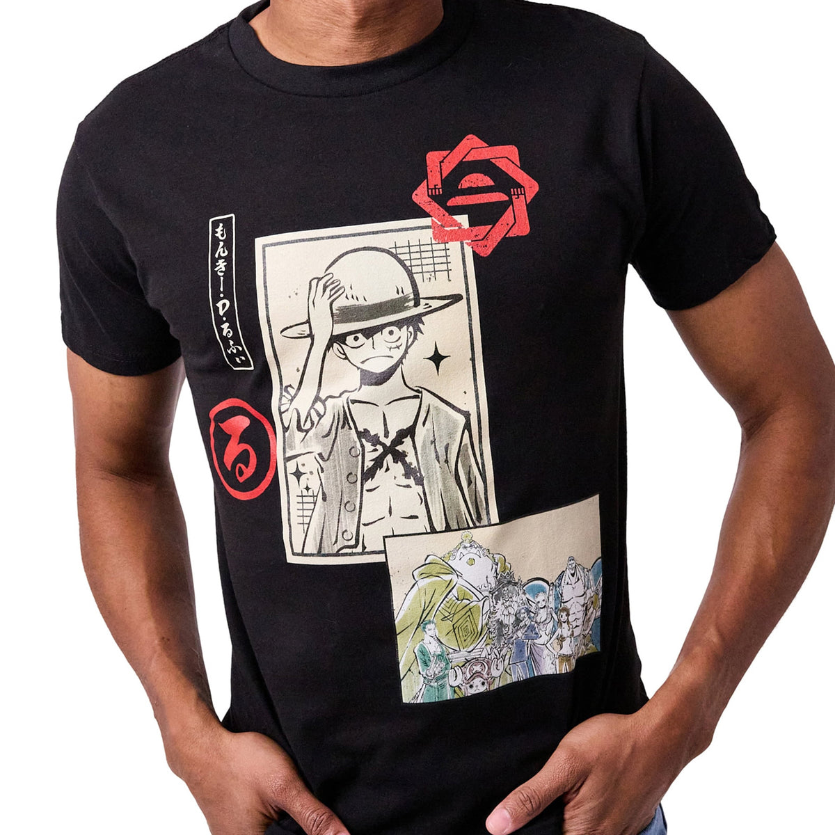 One Piece T-Shirt Men's Monkey D. Luffy Straw Hat Pirate Short Sleeve Tee