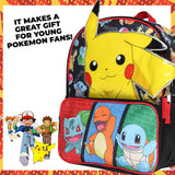 Pokemon 3D Pikachu Bulbasaur Squirtle Charmander 14" Kids School Backpack