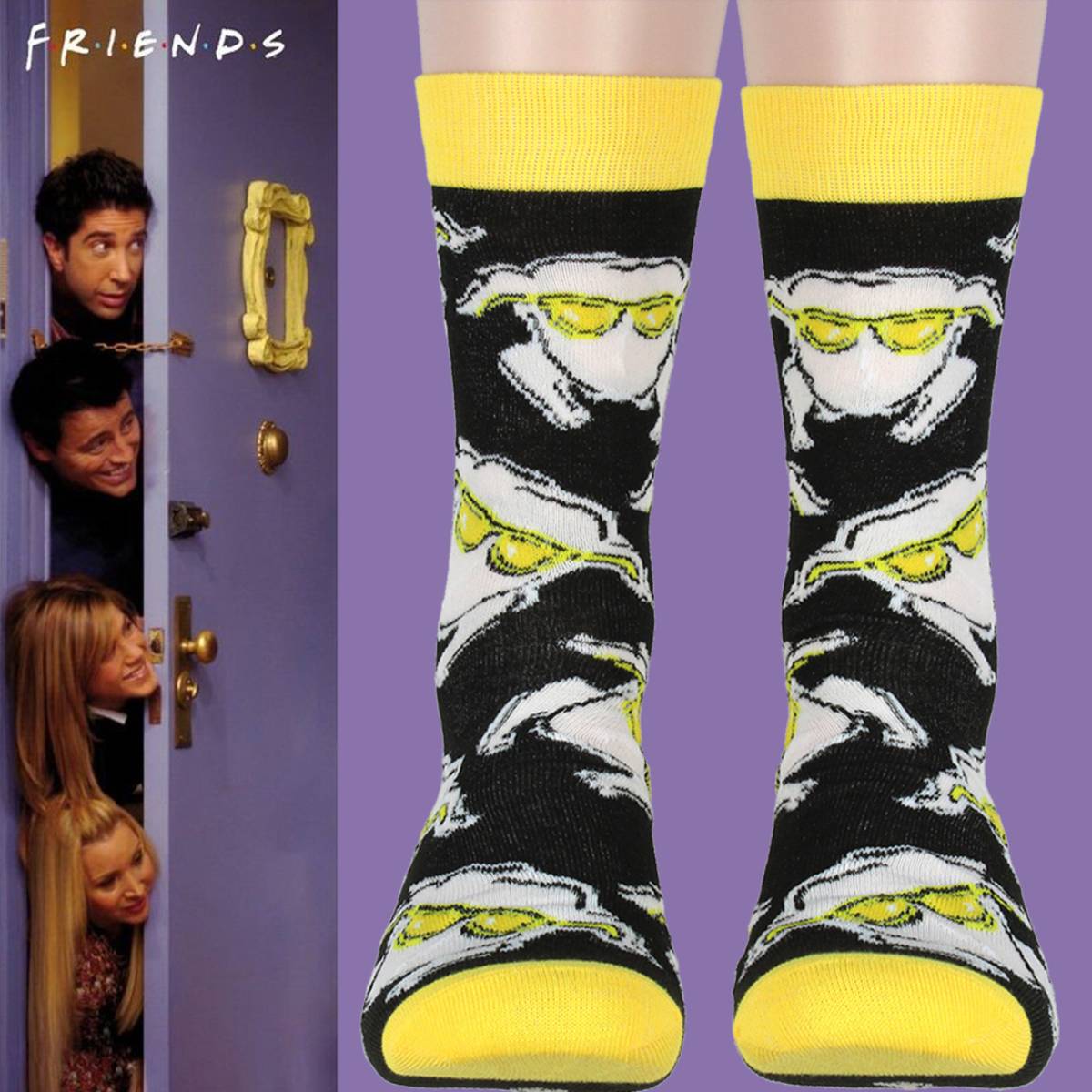 Friends Men's Turkey With Glasses All Over Print Design Crew Socks 1 Pair
