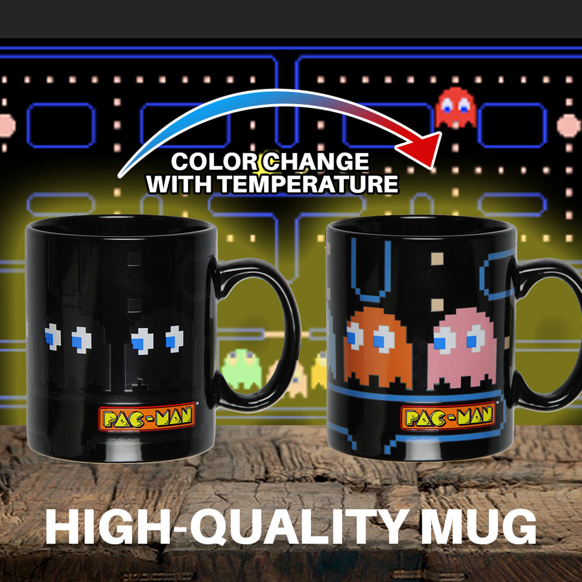Pac-Man Heat Reactive Color Changing 16 Oz. Tea Coffee Mug Cup
