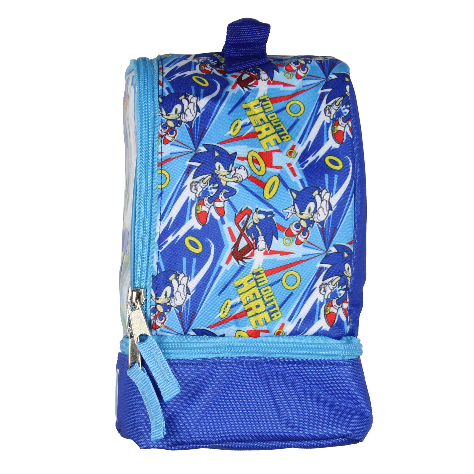 Sonic The Hedgehog I'm Outta Here Dual Compartment Insulated Lunch Box 10"
