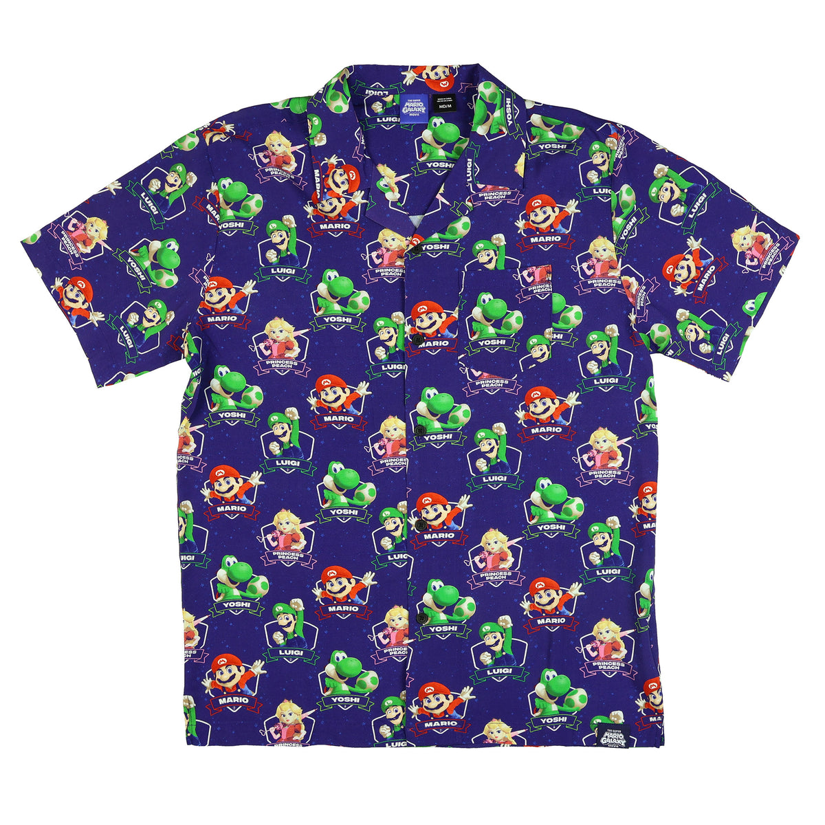 Nintendo Super Mario Galaxy Button Up Shirt Men's Short Sleeve Woven Top