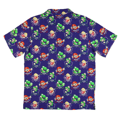 Nintendo Super Mario Galaxy Button Up Shirt Men's Short Sleeve Woven Top
