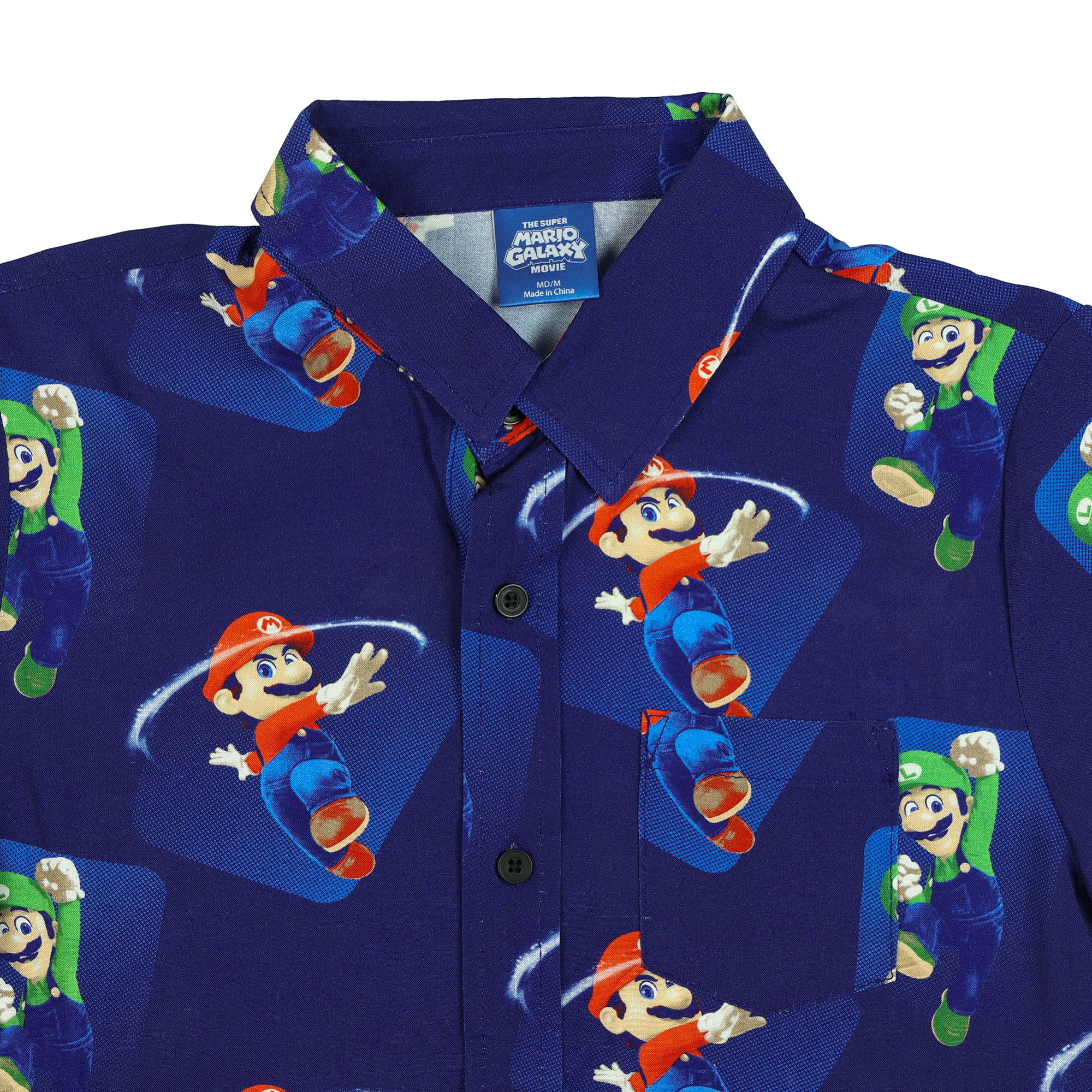 Nintendo Super Mario Galaxy Hawaiian Shirt Boy's Mario Bros Button Up Top