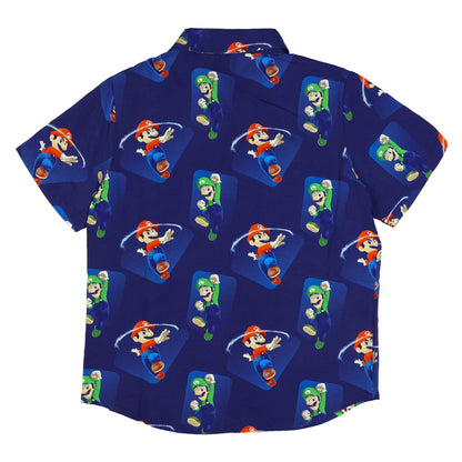 Nintendo Super Mario Galaxy Hawaiian Shirt Boy's Mario Bros Button Up Top