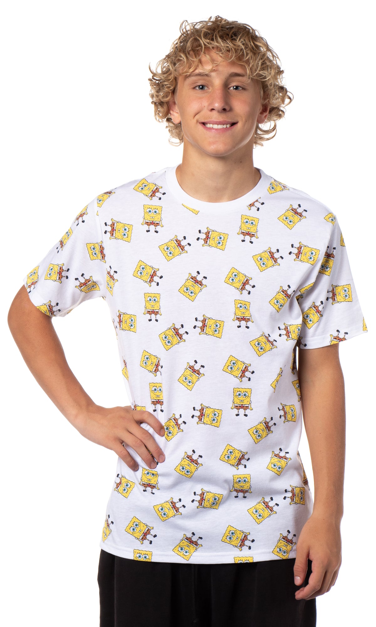 Men's SpongeBob All Over Graphic Print Adult Short Sleeve T-Shirt