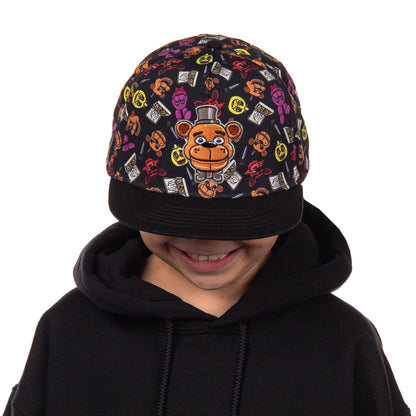 Five Nights at Freddy's Hat Youth AOP Freddy Chica Bonnie Foxy OSFM Baseball Cap