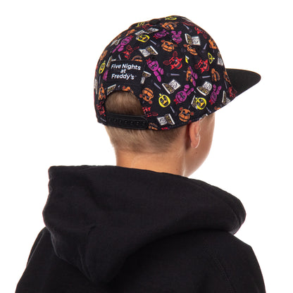 Five Nights at Freddy's Hat Youth AOP Freddy Chica Bonnie Foxy OSFM Baseball Cap