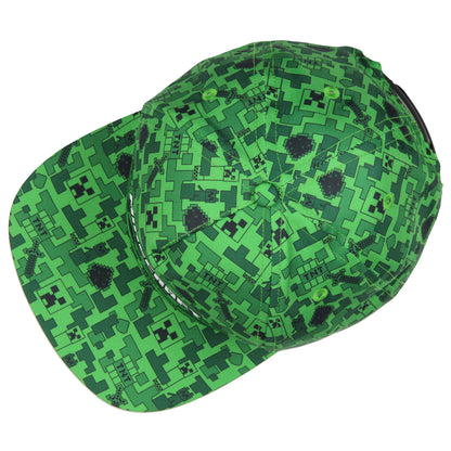 Minecraft Creeper Face AOP Youth Flat Bill Snapback OSFM Cap Hat