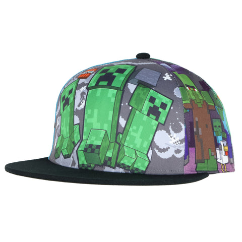 Minecraft Creeper Adjustable Snapback Hat Character Game Scenes Adult Baseball Cap OSFM